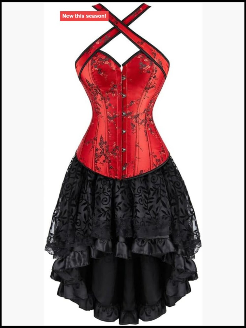 Women's Steampunk Corset Dress Costume with Skirt Renaissance Halloween